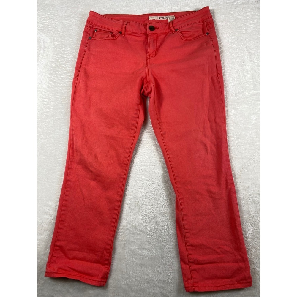 DKNY Jeans Women's Size 10 Cropped‎ Pants Coral Denim Casual Retro Chic